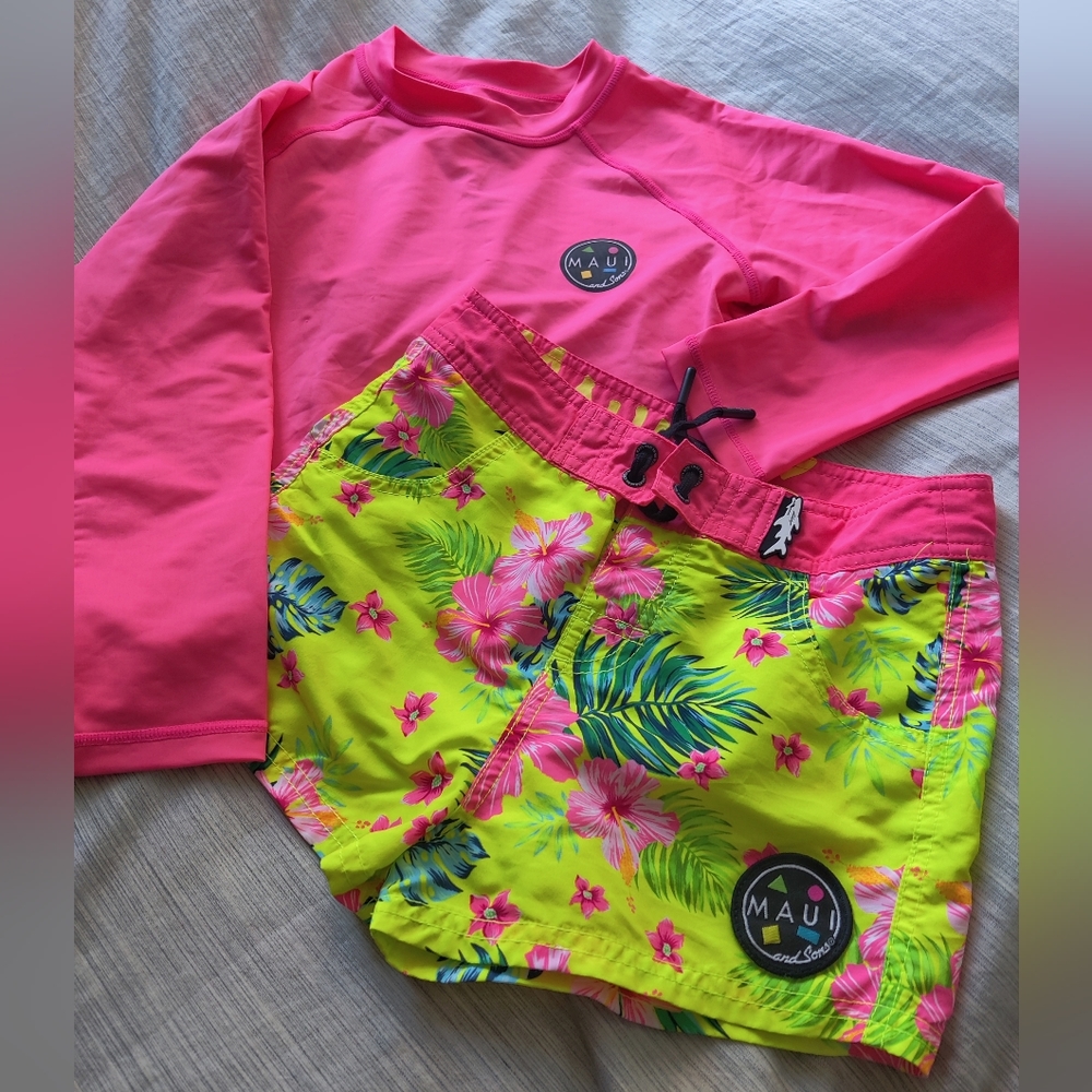 Maui and Sons girls rashguard and pants set